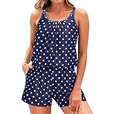 Tempt Me Romper One Piece Swimsuits with Short - Women Boyleg with Pockets Bathing Suit Modest Swimwear
