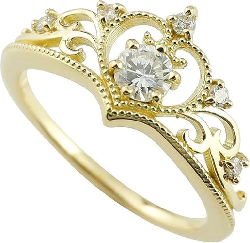 Amazon アトラス Atrus ティアラ 王冠 リング 指輪 4月誕生石 ダイヤモンド イエローゴールドk18 18金 指輪 1号 ファッションリング リング 通販