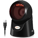 WoneNice Omnidirectional Desktop Barcode Scanner, USB QR Code Reader | Hands-free USB Wired Barcode Reader, 1D 2D QR Scanning, for POS Supermarket Retail Store Mobile Payment