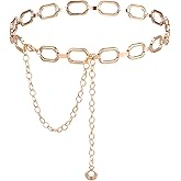 Andibro Metal Link Chain Belt for Women, Chunky Belly Chains Waist Belt for Dresses Jeans