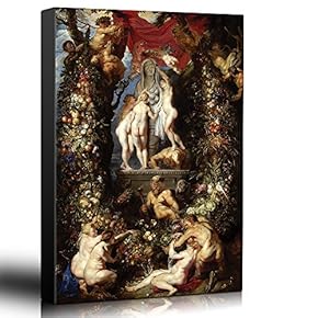 Oil Painting of Nature Adorning The Three Graces by Peter Paul Rubens - Baroque Style - Angels, Catholic, Devil - Canvas Art Home Art - 12x18 inches