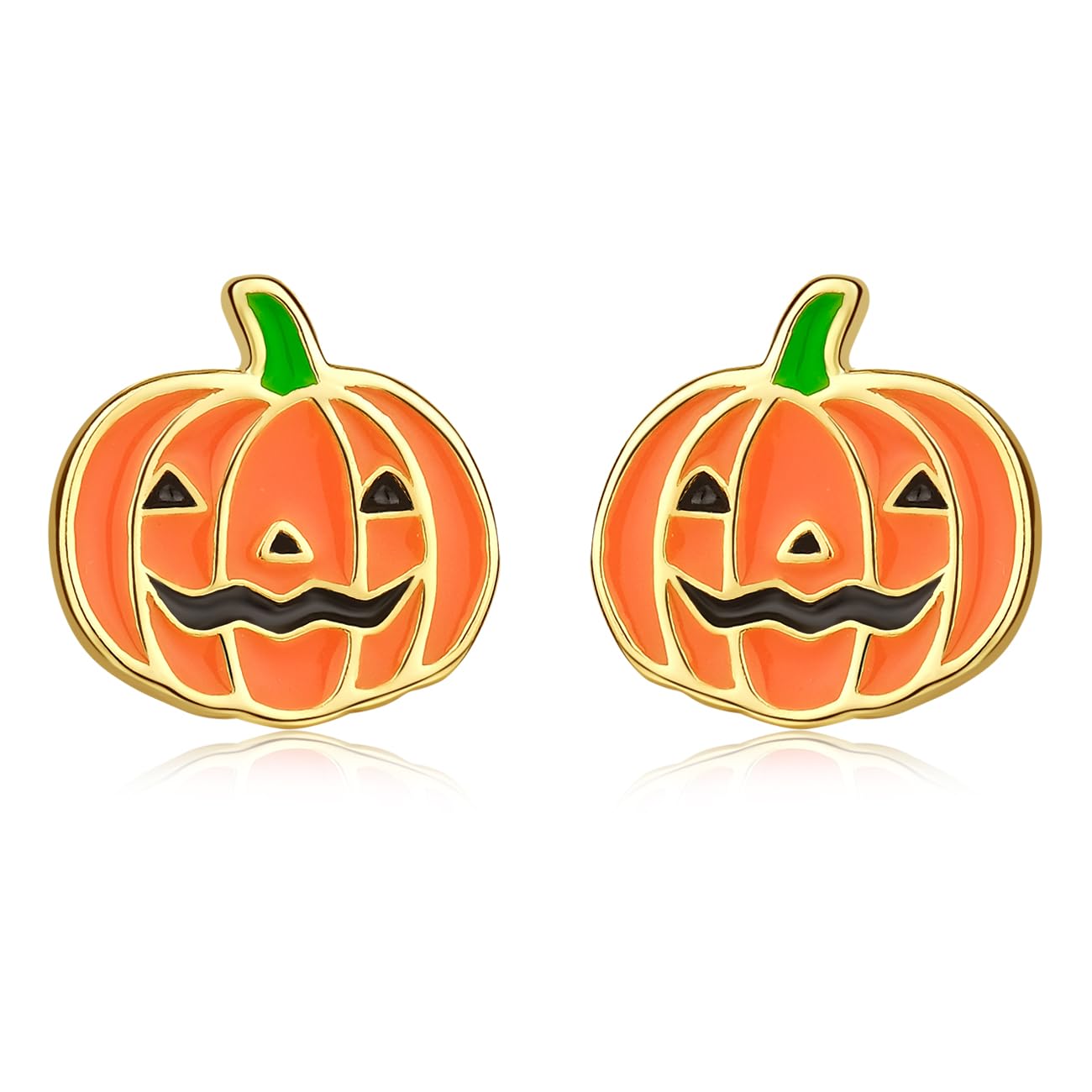 Halloween Pumpkin Earrings for Women 925 Sterling Silver Pumpkin Stud Earrings Halloween Party Jewelry Smiling Face Pumpkin for Women Girls Teen