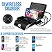 Charging Station for Multiple Devices, Burns Electronics Docking Station with Qi Wireless Charging Pad, Smart IC Technology for Smartphones, Tablets, Watches, USB Type-C, Multi Port Desktop Organizer