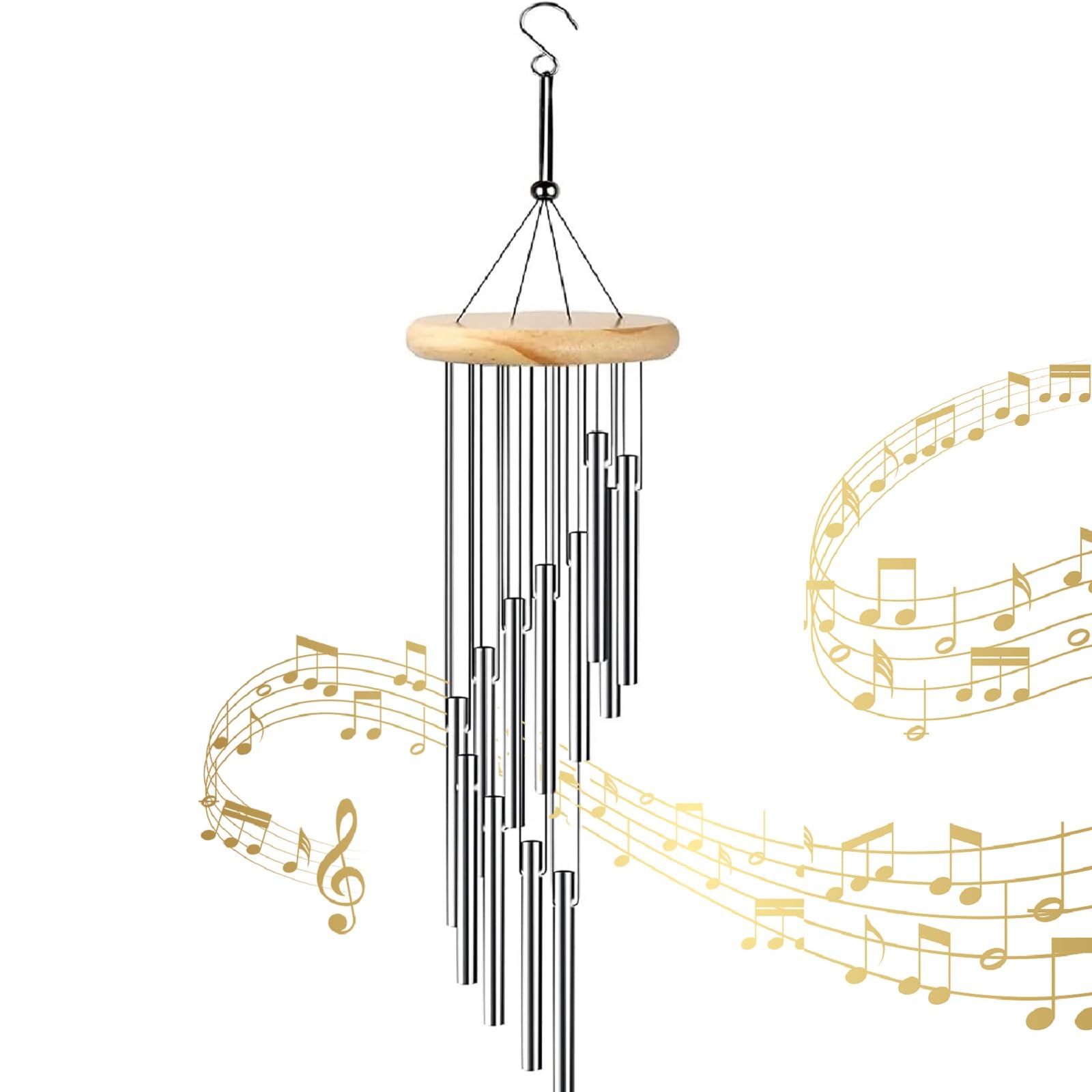 Wind Chime 18 Inch Wind Chimes for Indoor and Outdoor Hanging, Garden Decor with 12 Hollow Aluminium Tubes