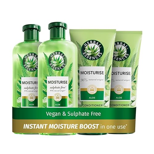 Herbal Essences Sulphate Free Shampoo and Conditioner Set For Dry Hair Including Curly and Wavy, Hydrate, Cleanse and Nourish, Sulfate Free & Vegan, VALUE PACK, 2x350ml Shampoo, 2x 250ml Conditioner