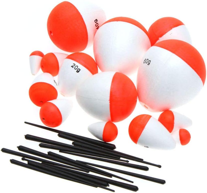 geshiglobal 10 Pieces Professional Fishing Floats Bobbers 2g-60g with Sticks Sea Fishing Tackle Accessories