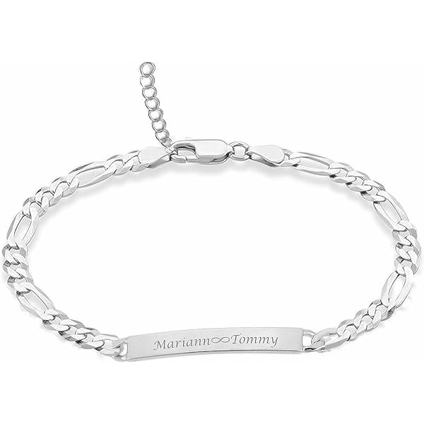 アクセサリー Engraved ID Bracelet 925 Silver ID Bracelet With Your Name, Cut Out Bracelet Name