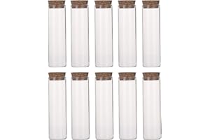 10PCS Empty Glass Clear Test Tube Message Bottles Vials Jars Packing Container with Wood Cork Stoppers for Scientific Experim