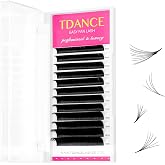 TDANCE Easy Fan Lash Extension Rapid Blooming Volume Eyelash Extensions C CC D DD J B L Curl 0.03-0.12mm Thickness Easy Fan Volume Lashes Self Fanning Eyelashes Extension (0.07-D,8-15 mm)