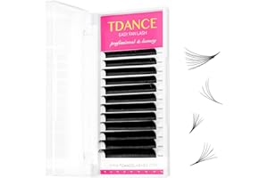 TDANCE Easy Fan Lash Extension Rapid Blooming Volume Eyelash Extensions C CC D DD J B L Curl 0.03-0.12mm Thickness Easy Fan Volume Lashes Self Fanning Eyelashes Extension (D-0.07,8-15mm)