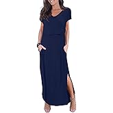 Smallshow Women's Maternity Nursing Dresses Split Long Dress for Breastfeeding