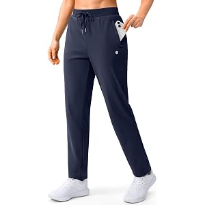 G Gradual Women's Track Pants 2 Zipper Pockets Stretch Athletic Pants | Tapered Leg, Flat Waistband, External Drawstring, Wor