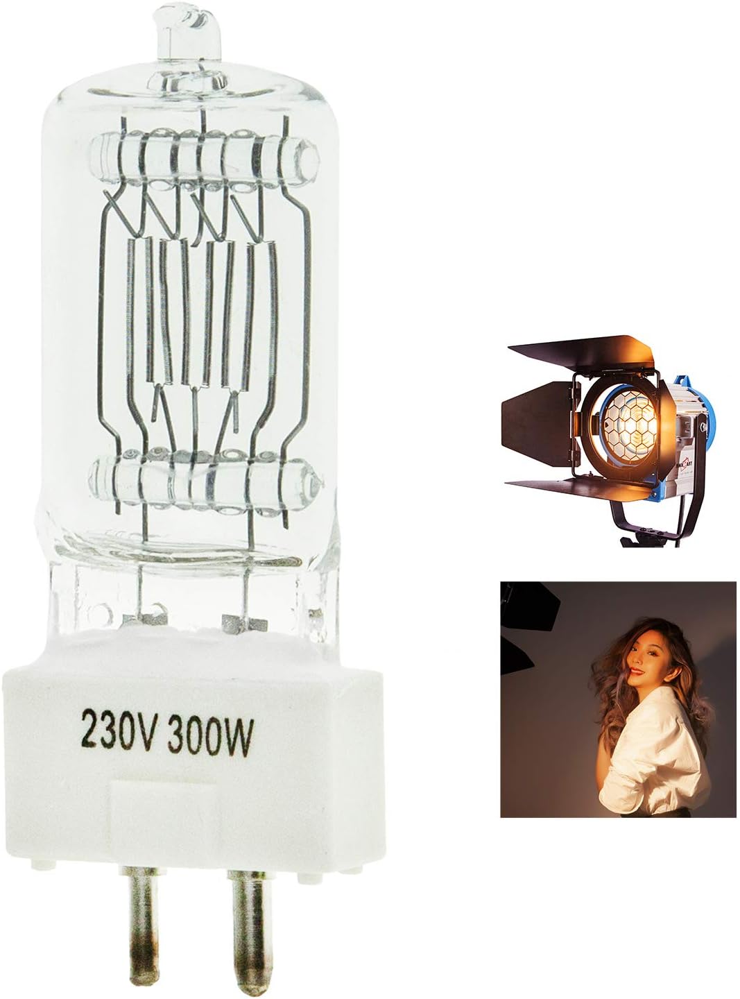 5x300W Bulb for Fresnel Tungsten Spotlight Video Continuous Lighting Professional Spot Light Bulb, 5xBulb - Image 4
