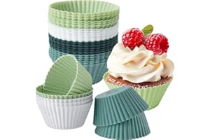 24 Pack Silicone Baking Muffin Cups - Food-Grade Non-Stick Muffin & Cupcake Liners,Wrapper Cups Holders for Muffins, Cupcakes