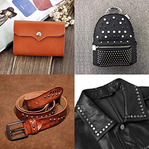 Gnognauq 300 Set 2 Sizes Leather Rivets Double Cap Rivet Tubular Metal Studs with 3 Pieces Setting Tool Kit and Punch Pliers for Leather Craft, Rivets Replacement,3 Colors - Thumbnail 5