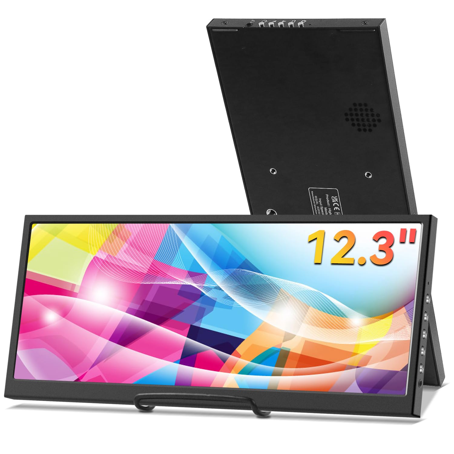 Photo 1 of 12.3 Inch Secondary Monitor, IPS Stretched Bar LCD Travel Display 1920 * 720 HDMI USBC, Mini Portable Monitor Metal Material for Laptop Computer Windows Aida64 GPU CPU RAM Monitoring,Built-in Speaker
