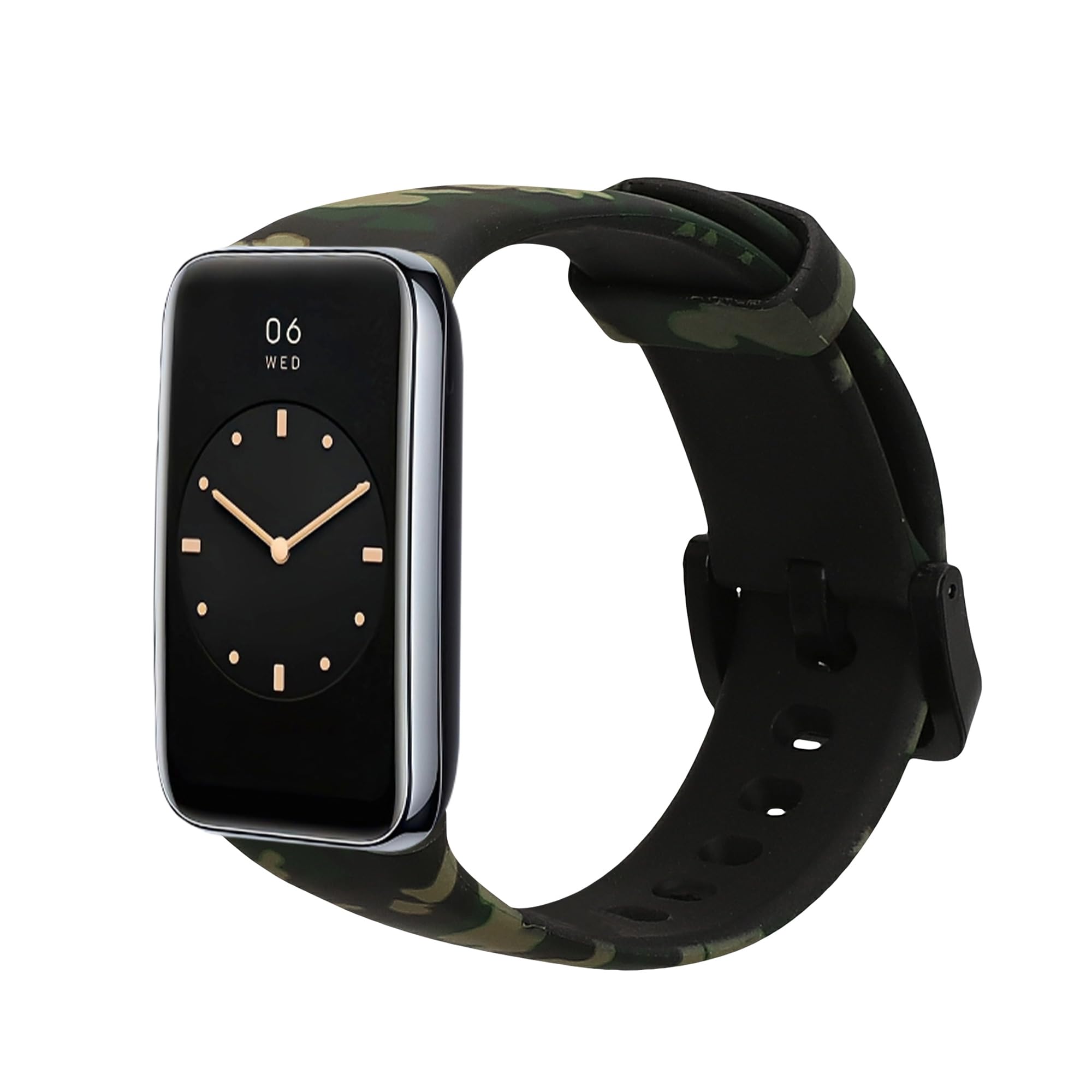 kwmobile TPU Silicone Strap Compatible with Xiaomi Mi Band 7 Pro - Tracker Band - camouflage Black/Light Green/Dark Green