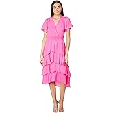 Vince Camuto Womens Four Teir Layered Dress with V Neck