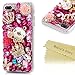 Mavis's Diary iPhone 7 Plus Case (5.5 inch) 3D Handmade Bling Crystal Diamond Shiny Sparkling Rhinestones Full Edge Protective Clear Hard PC Cover (Red)