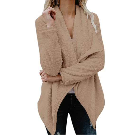 Emmay Damen Jacke Strick Cardigan Kuschelig Offene Wesentlich Fleecejacke Teddy Winter Warm Mantel Sweatjacke Fleece Outwear