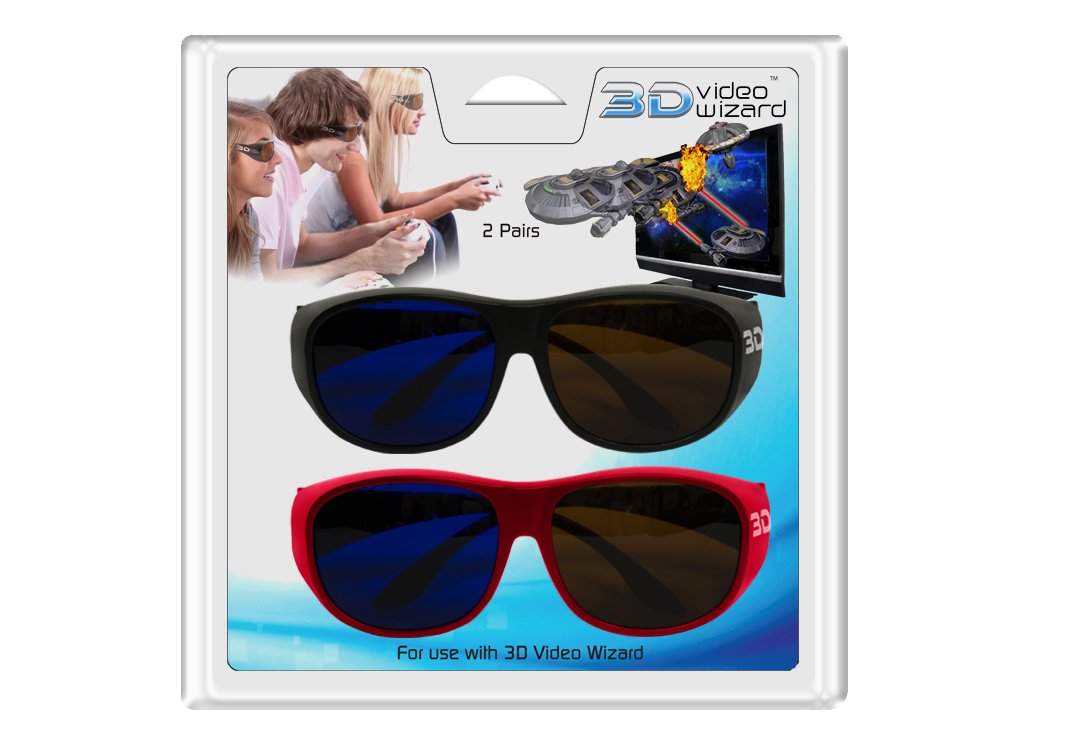 Amazon.com: 3D Video Wizard 3DVW01 3D Glasses for Adult - 2 Pack (ASSORTED  COLORS): Electronics
