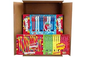 SPANGLER Starburst, Airheads & Skittles Christmas Candy Canes - Individually Wrapped Sticks, Mixed Variety Pack, Christmas, Easter, and Halloween Candy Canes in Bulk - 144 Count (12x12 Ct. Boxes)