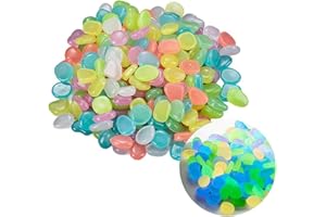 600Pcs Glowing Stones, 1cm Fish Tank Pebbles, 310g Colorful Glow in The Dark Rocks, Luminous Gravel for Aquarium Lawn Patio Y