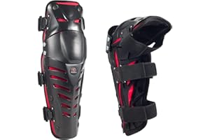 RIDBIKER Movable Knee Shin Guard Pads 3 Sections Adjustable Breathable Knee Pads Protector Armor for Motorcycle Cycling Racing Long Leg Sleeve Gear Crashproof 1 Pair