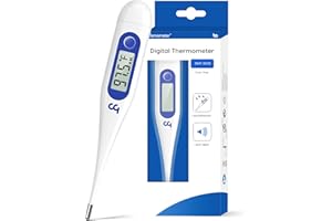 Femometer Thermometer for Adults and Kids, Digital Thermometer with Fever Alert, Memory Recall, C/F Switchable, for Oral, Rectal or Under Arm Use, Klein Blue