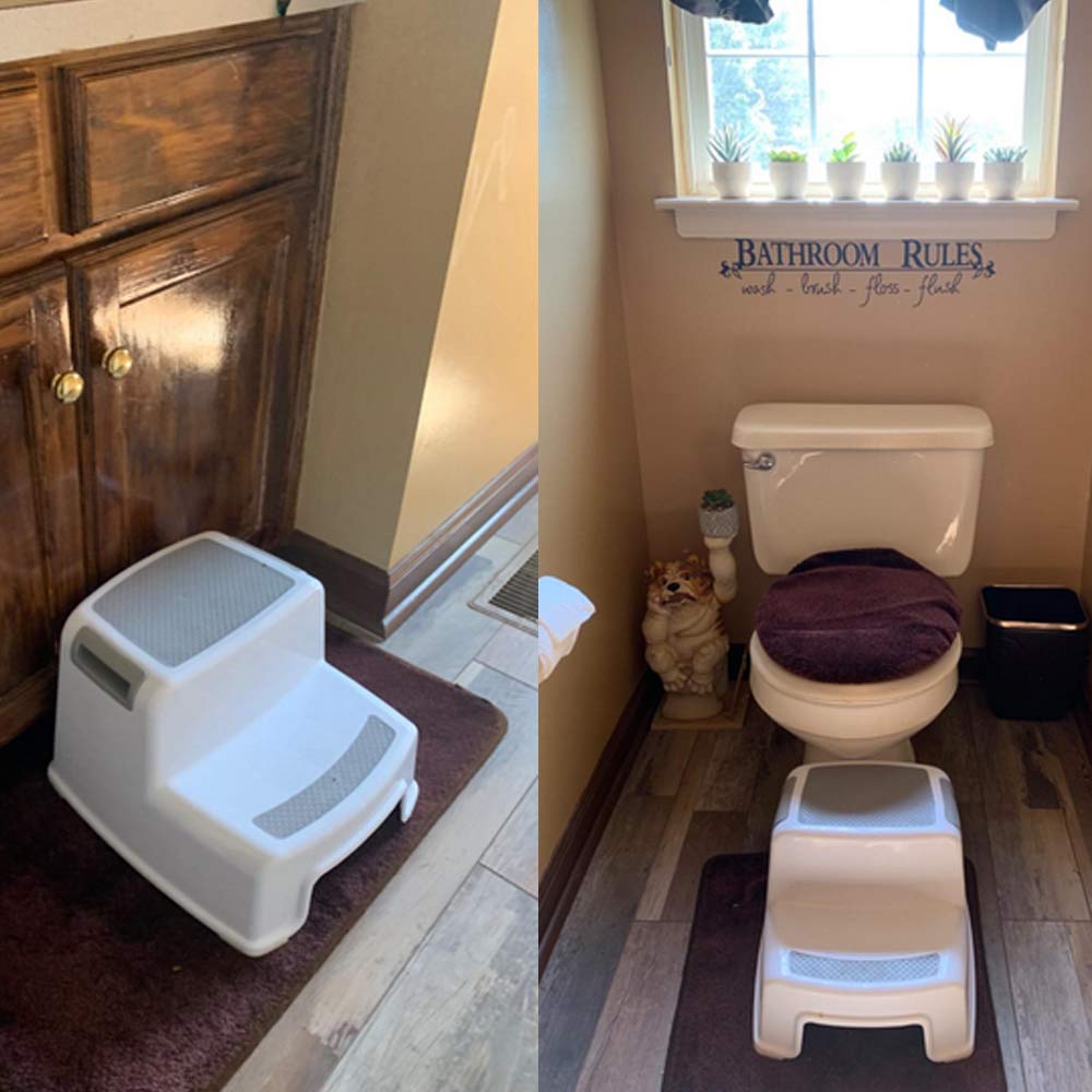 Jinby Toddler Step Stool for Bathroom Safety Bottom as Toilet Stool, BPA Free (Pack 2) : Baby