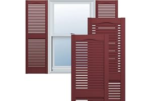 Mid America 00011236078 Standard Size Cathedral Top Center Mullion, Open Louver Vinyl Shutter, w/Installation Shutter-Lok's & Matching Screws (Per Pair), 078, 12"W x 36"H, Wineberry