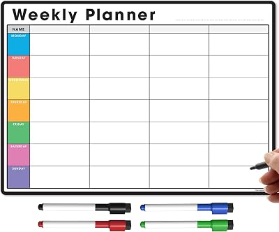 The Magnet Shop TMS Magnetic Weekly Planner A4 Whiteboard with 4 Free Pens