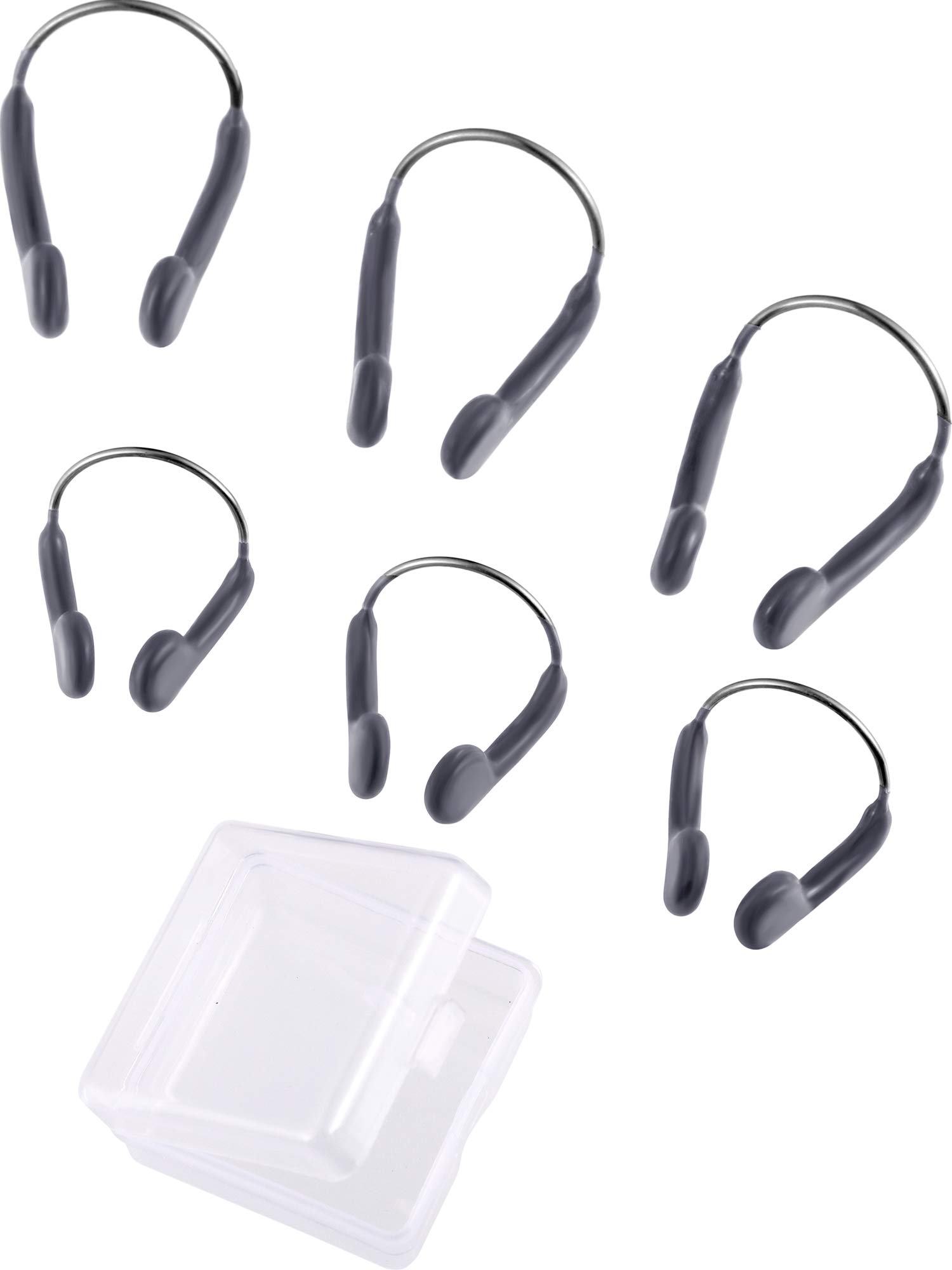 Jovitec Nose Clip for Swimming Nose Plug Training Protector Noses Clips for Adults Kids Swimming Beginners, 2 Sizes with Storage Box(grey, 6 Pieces)