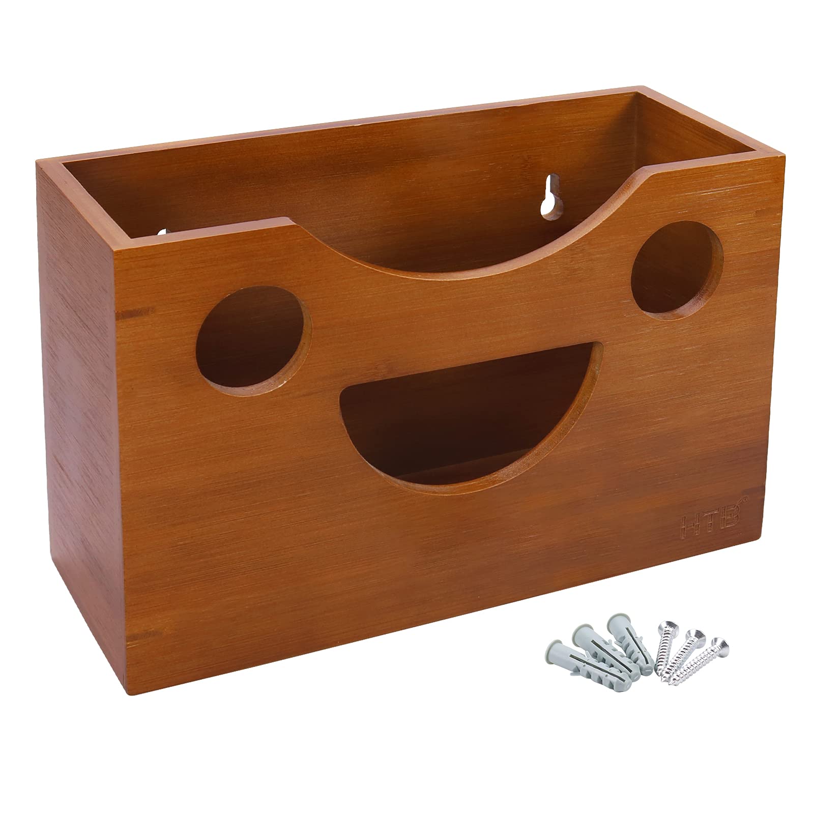 Bamboo Paper Towel Dispenser - Wall Mount or Countertop for Multifold Hand Napkins (C-Fold/Zfold/Tri fold),Paper Towel Holder for Toilet, Kitchen, Home or Commercial Use (Brown) by HTB