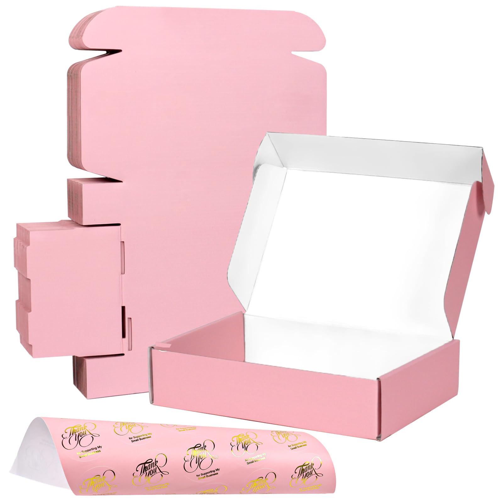 Photo 1 of OUGEBOX 30 Pack 9x6x2 Pink Shipping Boxes for Packaging Small Business, Corrugated Cardboard Boxes for Shipping Packing Mailing
