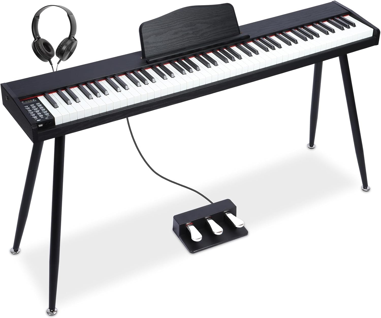 Photo 1 of 88 Key Digital Piano Keyboard,88 Key Full Size Weighted Hammer Action Electric Keyboard Piano with 200 Rhythms,200 Tones, Weighted Piano Keyboard with Stand, TriplePedal,Headphone