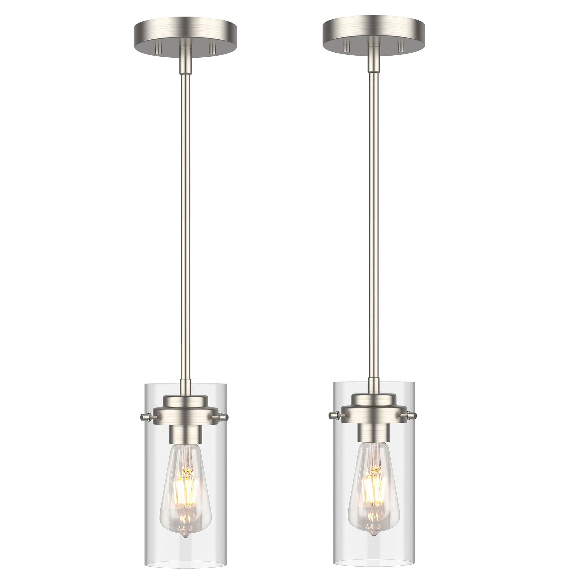 Photo 1 of EAPUDUN Pendant Light (2 Packs), Kitchen Lights Ceiling Hanging, Kitchen Light Fixtures Brushed Nickel Finish, Farmhouse Pendant Lighting for Kitchen Island Room-PDA1353-B-BNK