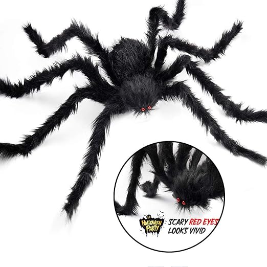 Juguhoovi Halloween Grosse Spinne Mit Roten Augen Schwarz Plusch