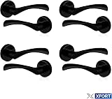 XFORT Matt Black Warped Lever On Rose Door Handles 2 Pairs Internal Doors view 6