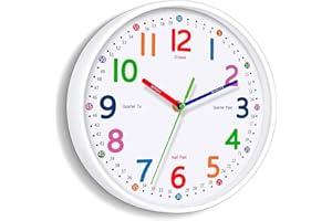 Lantoo Silent Kids Wall Clock – Non-Ticking, Battery-Powered, Ideal for Teaching Time and Stylish Décor in Any Room - 8 Inch