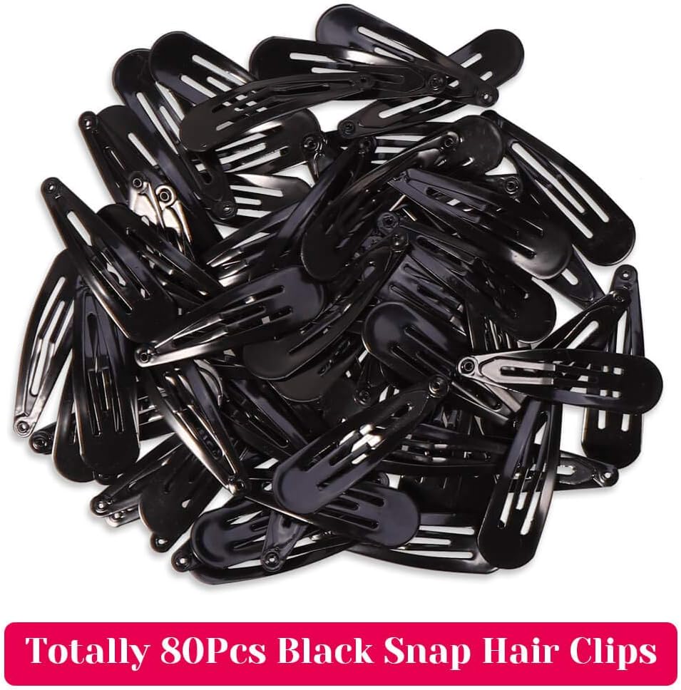 Anezus Hair Clips, 80 Pcs Black Hair Barrettes Snap Non-Slip Metal Hair Clips, 1 count (Pack of 80) - Image 3