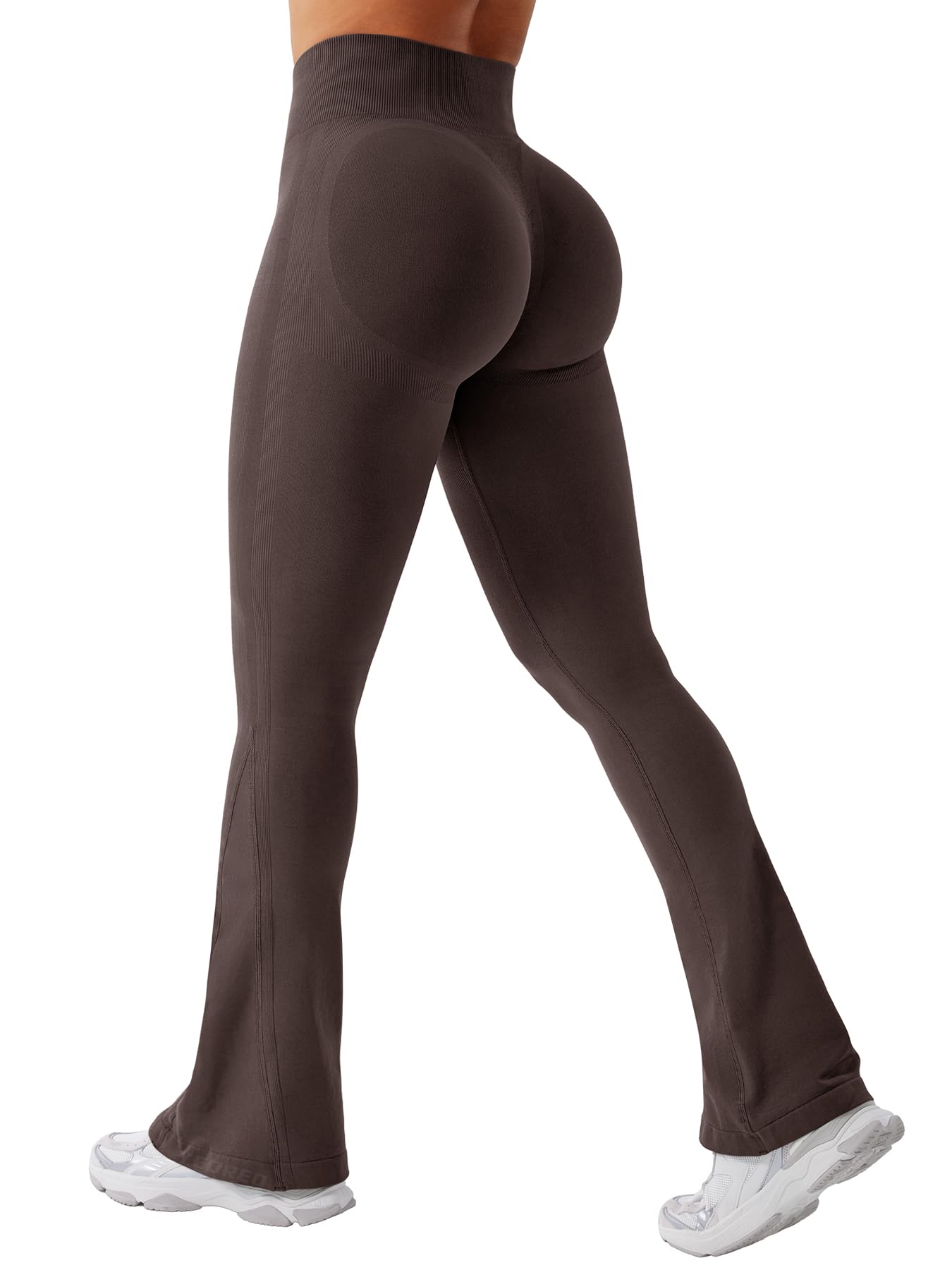 Photo 1 of YEOREO Mini Flare Leggings Womens Workout Butt Lifting Legging Hidden Scrunch Seamless 30" Impact Lilliean Yoga Pants Chocolate Brown S