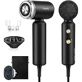 SUPGALIY Dual Voltage Travel Hair Dryer, Mini High-Speed Blow Dryer for Fast Drying, Ionic Hairdryer with Diffuser Gift Women, Lightweight Compact Portable,Quiet,European International 100-240V,Black