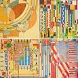 CoasterStone Absorbent Coasters Set Of 4 - Frank Lloyd Wright Liberty Covers III Design, 4.25 Inch, Cork Backed