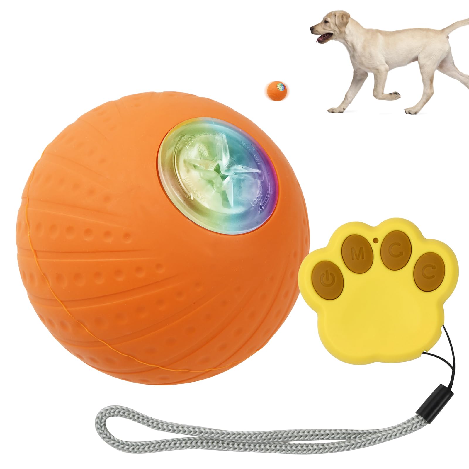 Litinliv Indestructible Interactive Dog Ball Toys with Remote Control, Automatic Moving Rolling with LED Light, for Puppy/Small/Medium Dogs