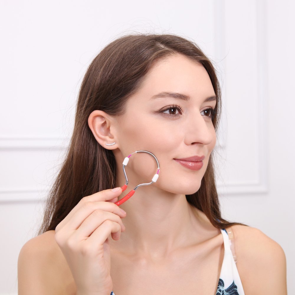 Facial Hair Removal,Wishesport Face Epilator tool for Women,Downy Hair on the Upper Lip, Chin, Cheeks and Sideburns Women\'s Painless Hair Remover (Red)