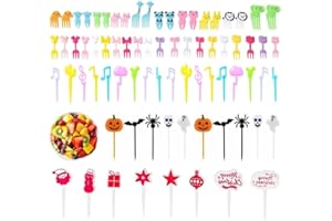 76 Pcs Fruit Forks Food Picks Reusable Plastic Lovely Animal Cartoon Toothpicks Lunches Sticks Christmas Halloween Decor Part
