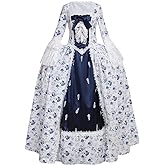 CosplayDiy Women's Rococo Ball Gown Gothic Victorian Dress Costume Navy Blue Flower
