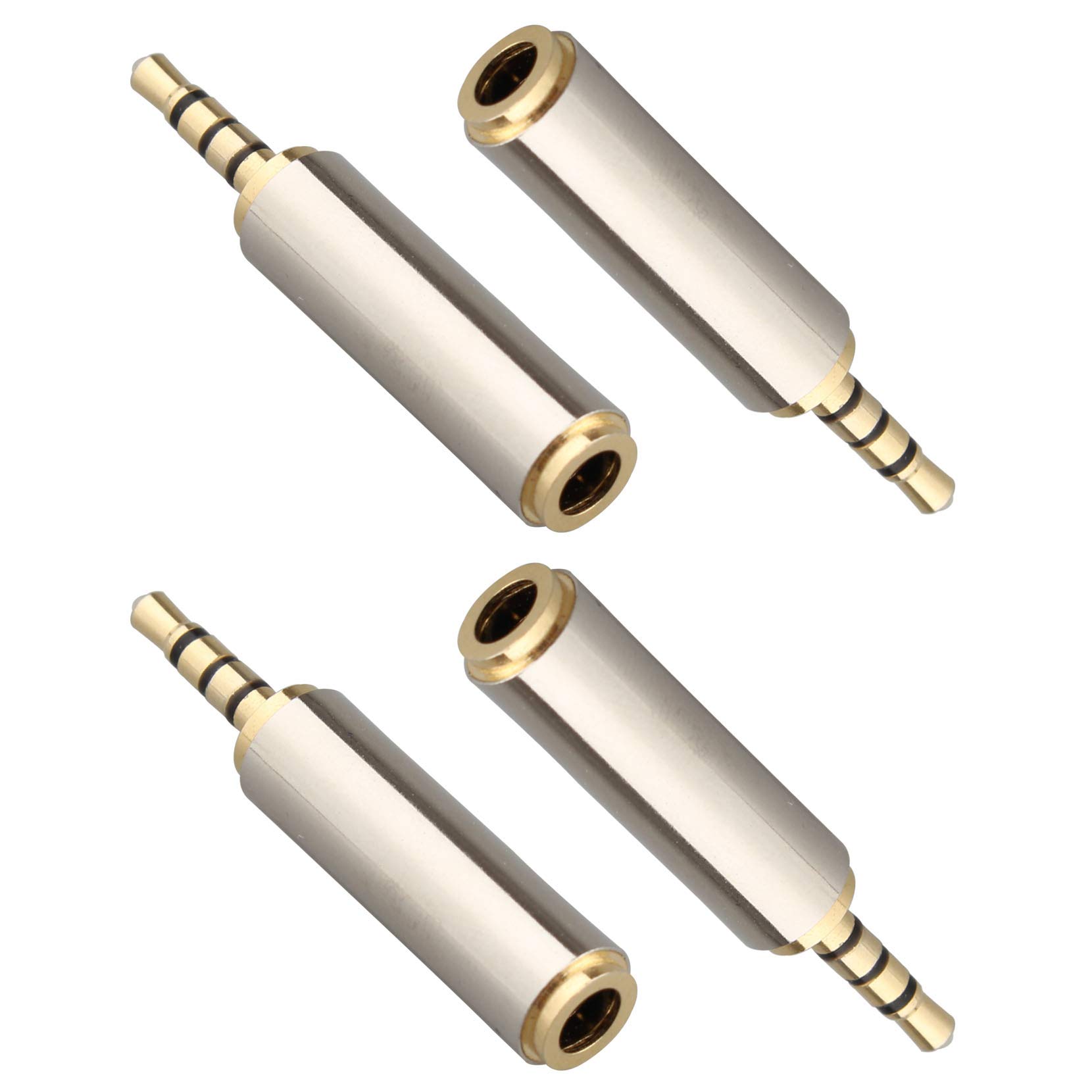 Jopto 4PCS 2.5mm Male to 3.5mm Female Stereo Audio Connector Headphone Extension Adapter Converter Jack Aux Gold Plated Plug MIC TRRS Adapter For Smartphones Tablets Speakers Microphone & Card Readers