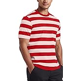Zengjo Mens Striped Shirt Short Sleeve Crewneck Casual Tri-Blend T-Shirts Regular Fit Textured Stripe Tee